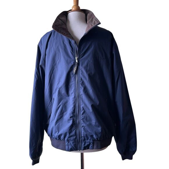 Vintage LL Bean Jacket Men Medium Blue Warm Up Fleece Lined Windbreaker Coat 90s - Picture 3 of 11